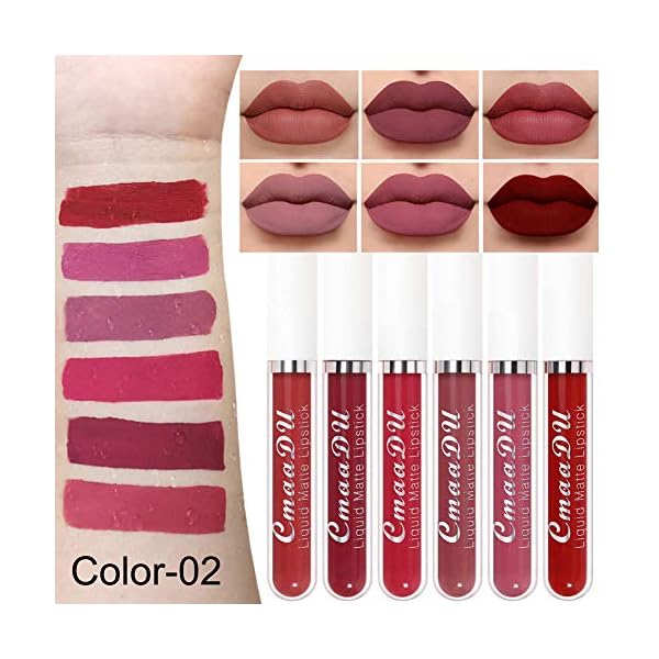 6Pcs-Matte-liquid-lipstick-SetDark-Red-Matte-Lipstick-Lip-Stain-Long-Lasting-24-Waterproof-Lip-Gloss-Gift-Set-Lipstick-Sets-for-Women-Lippies-Lip-Matte-Makeup-Lipgloss-Beauty-Cosmetics-Color-02 6Pcs Matte liquid lipstick Set,Dark Red Matte Lipstick Lip Stain Long Lasting 24 Waterproof Lip Gloss Gift Set ,Lipstick Sets for Women Lippies Lip Matte Makeup Lipgloss Beauty Cosmetics (Color-02)