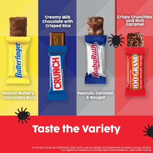 Butterfinger, CRUNCH, Baby Ruth & 100 Grand Halloween Candy Bulk, 100 count | Mini candy bars variety pack, assorted variety pack of Halloween party favors for kids, trick-or-treaters & party bags - image 4