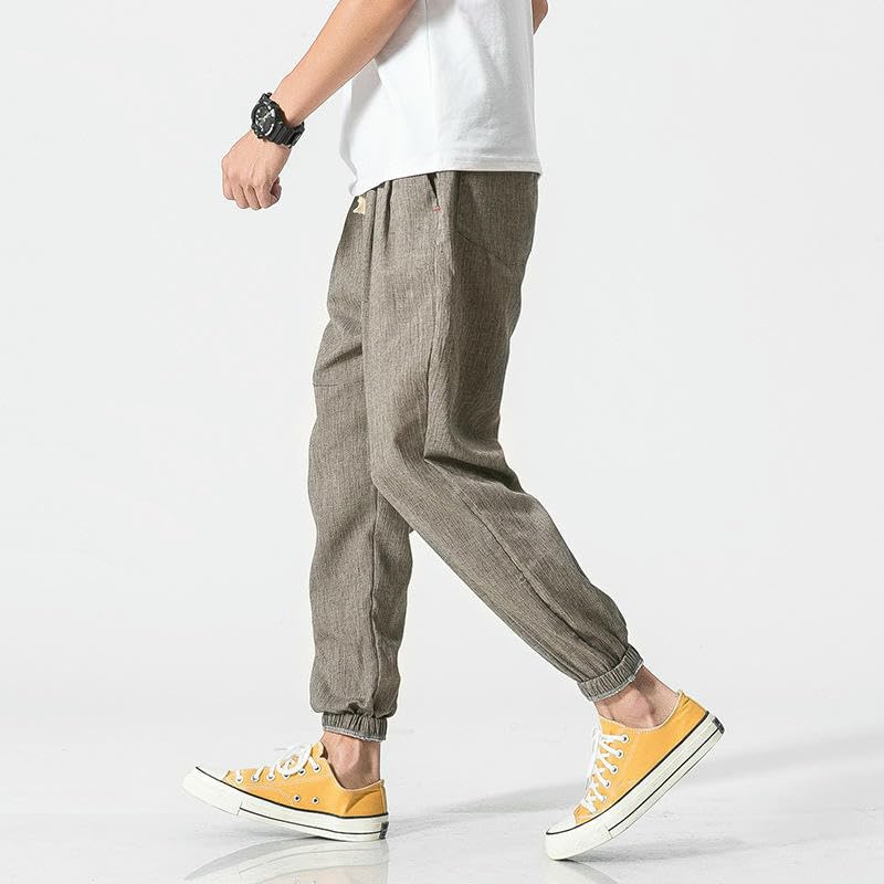 Men's Summer Japanese Style Casual Chinese Lantern Cotton Linen Harem Jogger Long Pants3