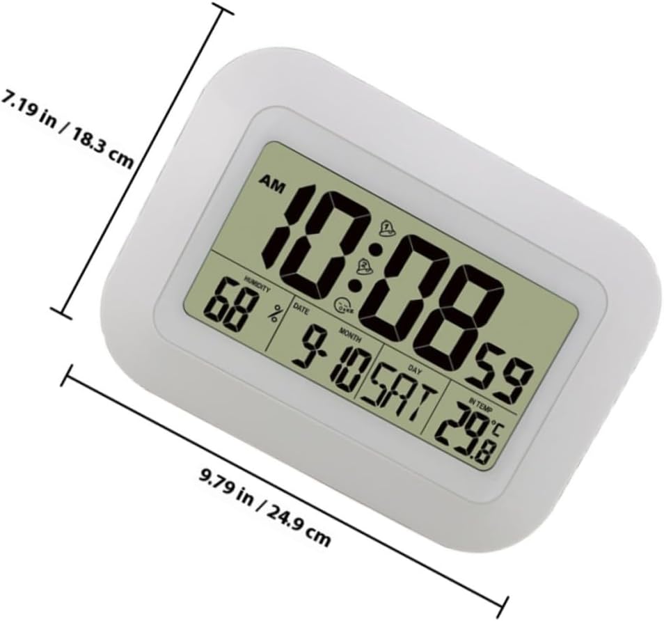 LIFKOME Multifunctional Digital Wall Clock Indoor Alarm Clock with Temperature Humidity Display White Compact Electronic for Home and Room Desktop Decor
