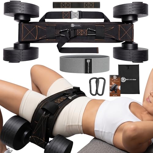DAY-X Hip Thrust Belt for Dumbbells Kettlebells & Plates Tested Up to 300 lbs - 3-Mode Hip Thrust + Dip Belt + Squat Yoke - Heavy Duty Glute Workout Equipment - Booty Belt for Home & Gym - DAYCrafterGear