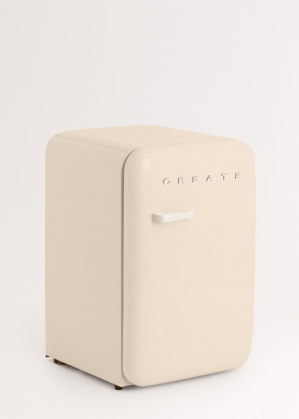 CREATE / RETRO FRIDGE 83.5 OFF WHITE/Kühlschrank in Cremeweiß, Griff Cremeweiß / 98W, niedriger Verbrauch, 2 Ablagen, Temperaturregler, Flaschenhalter, 56x54x84cm