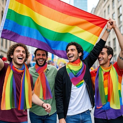 4 Pcs Rainbow Pride Voile Shawl for Women 2 Styles Lightweight Soft Scarf LGBT Stripes for Party Outfit Accessories3