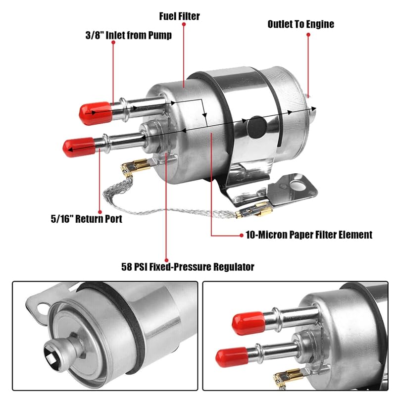 1Set LS Fuel Filter & Regulator EFI Fuel Pump Kit Silver For Walbro Returnless -6AN Engine Swap - (Color: Silver)