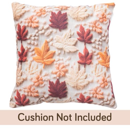 Image of HOKIPO 'Nature Muse 7D' Premium HD Printed Holland Velvet Cushion Cover for Sofa| 22x22 Inch (55x55 cm) | Pack of 2, Autumn Maple (IN-924-D1*2)