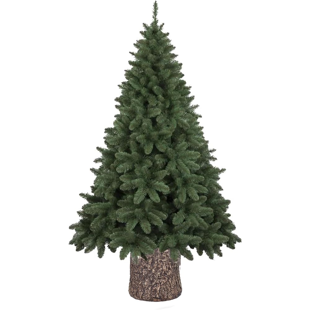 BAKAJI Base Supporto Albero di Natale in Resina, Tronco Realistico Natalizio, Riproduzione Fedele alla Realtà Solida Resistente, Attacco Universale 40mm Ganci per Adattamento Altezza (41 cm Scuro)