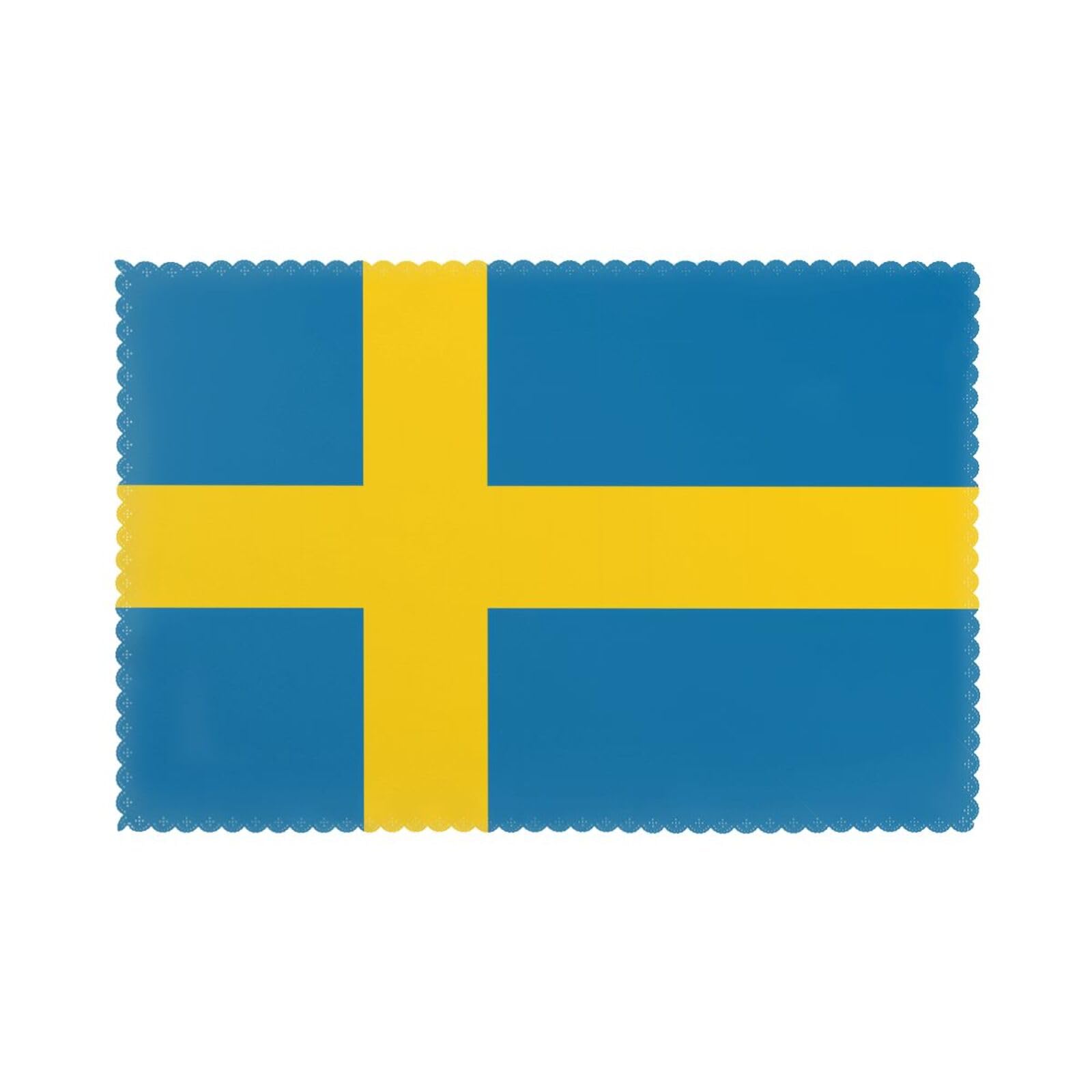 Swedish flag Placemat set of 6, oil-proof and insulated dining table placemats, washable and wipeable.