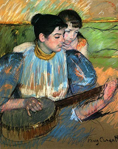 Toile La leçon de banjo Mary Cassatt huile peinte à la main, une œuvre d'art chargée d'histoire