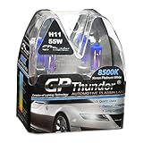 GP Thunder H11 8500K 55W Xenon Plasma White Quartz Glass Bulbs (Ion coating) for Fog Light - High Beam - Low Beam Acura Infiniti Nissan Ford Lexus Toyota BMW SGP85K-H11