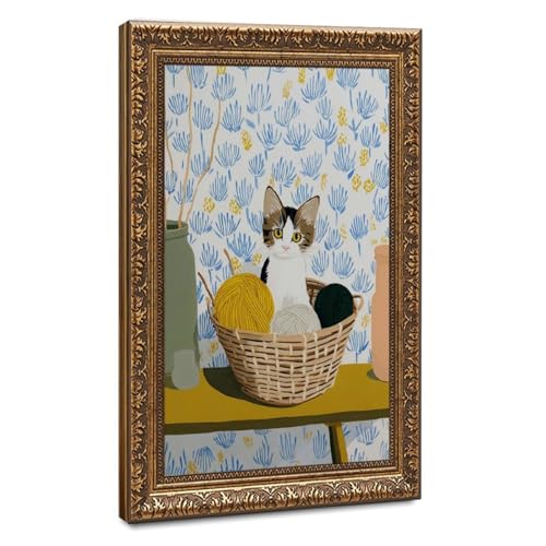 Poster chaton mignon panier de fil habillage mur vide salon chambre