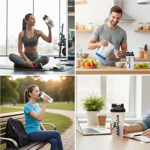 Image of Mayor 700ml Gym Protein Shaker Bottle with Mixing Ball | BPA Free & Leak Proof (White)