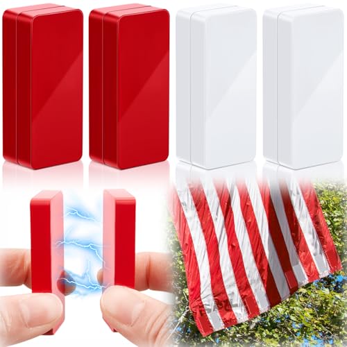 Copkim 8 Pcs Outdoor Flag Weights Magnetic for Bottom of Flag Wind Banner Weights Waterproof for Stopping Outdoor Banner Drapery Tangles (Red White)