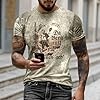 Short Sleeve T Shirt for Men UK Casual Crew Neck Trendy Stretch Business Classic Graphic Print Classic Trevel Shirts Novelty Beach Spring Summer Comfy Loose Clothing,Khaki,XXL #1