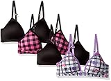 Candie's Big Girls' Convertible Strap Wireless Lightly Lined Bra Multi Pack, White Purple Multi/Black/Pink Black/Black, 30A