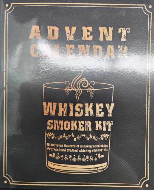 Whiskey Advent Calendar for Men, Smoker Kit with Torch – 10 Flavors Wood Chips –...