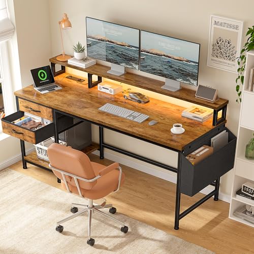 Image of DurayLoly 55 inch Small Gaming Desk with Remote Control RGB Light for Teen Gamer,10m Full-Color Strip with Wireless Remote,20 Dynamic & 20 Lighting Modes, Effortless Control to Level Up Your Gaming Vibe