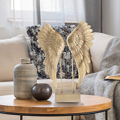 Figura Alas de Ángel Doradas Antiguas 16.25 pulg miniatura 2