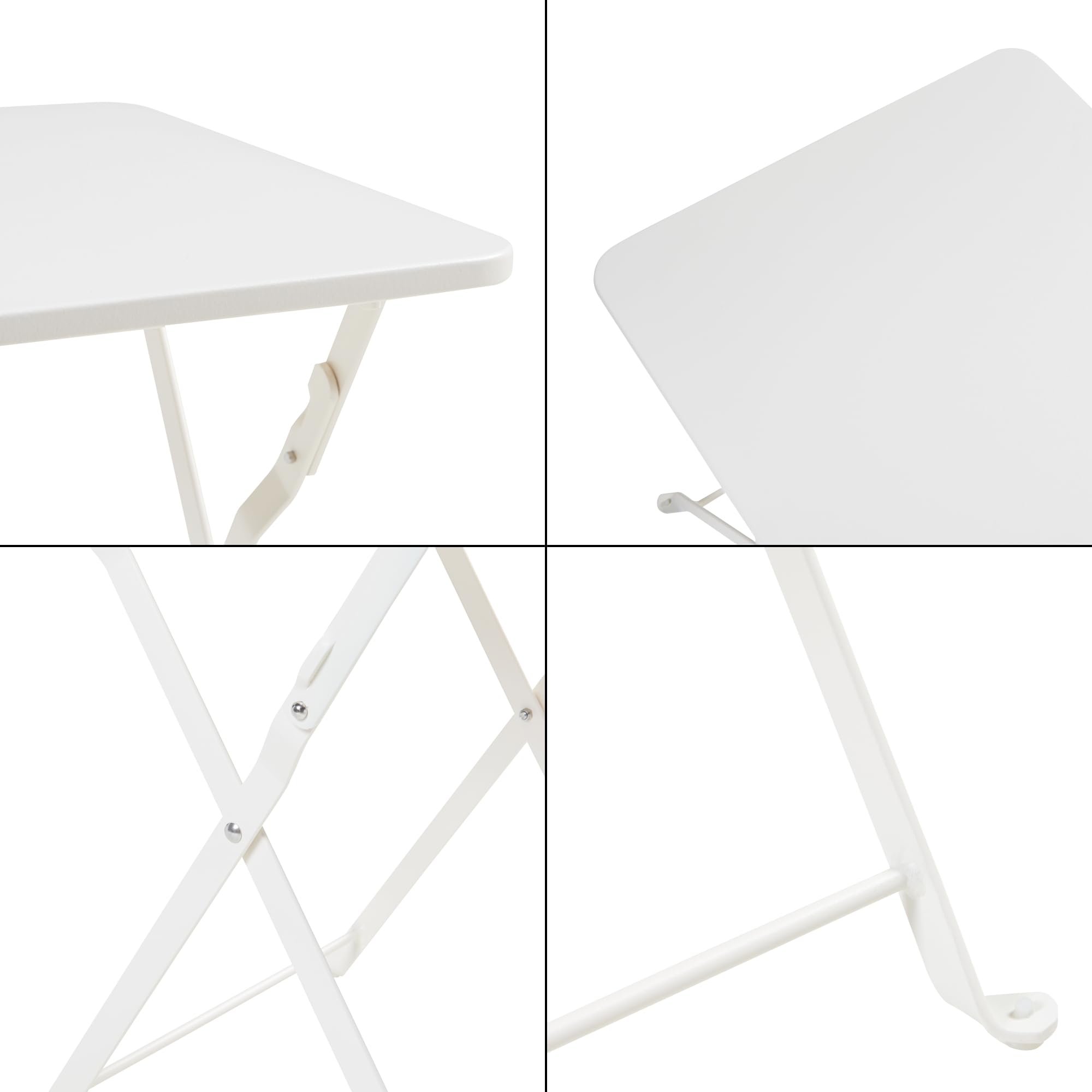 [en.casa] Table de Jardin Pliante Table Basse avec Plateau Carré pour Extérieur Jardin Terrasse Balcon Patio Camping Intérieur Capacité de Charge 15 kg Acier 45 x 40 x 40 cm Blanc