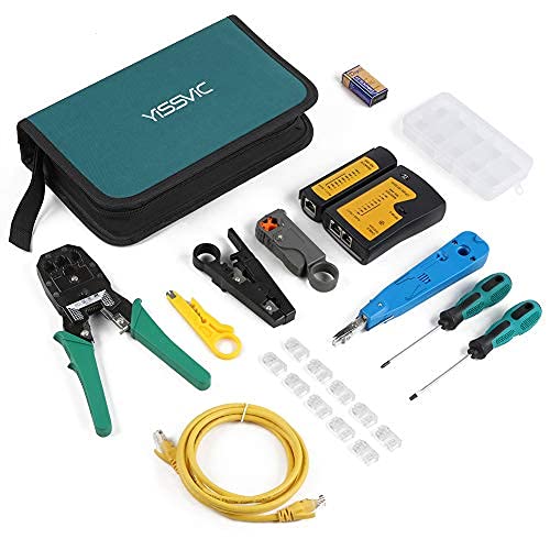 YISSVIC Network Tool Kit 13 in 1 Crimping Tool Cable Tester LAN Repair