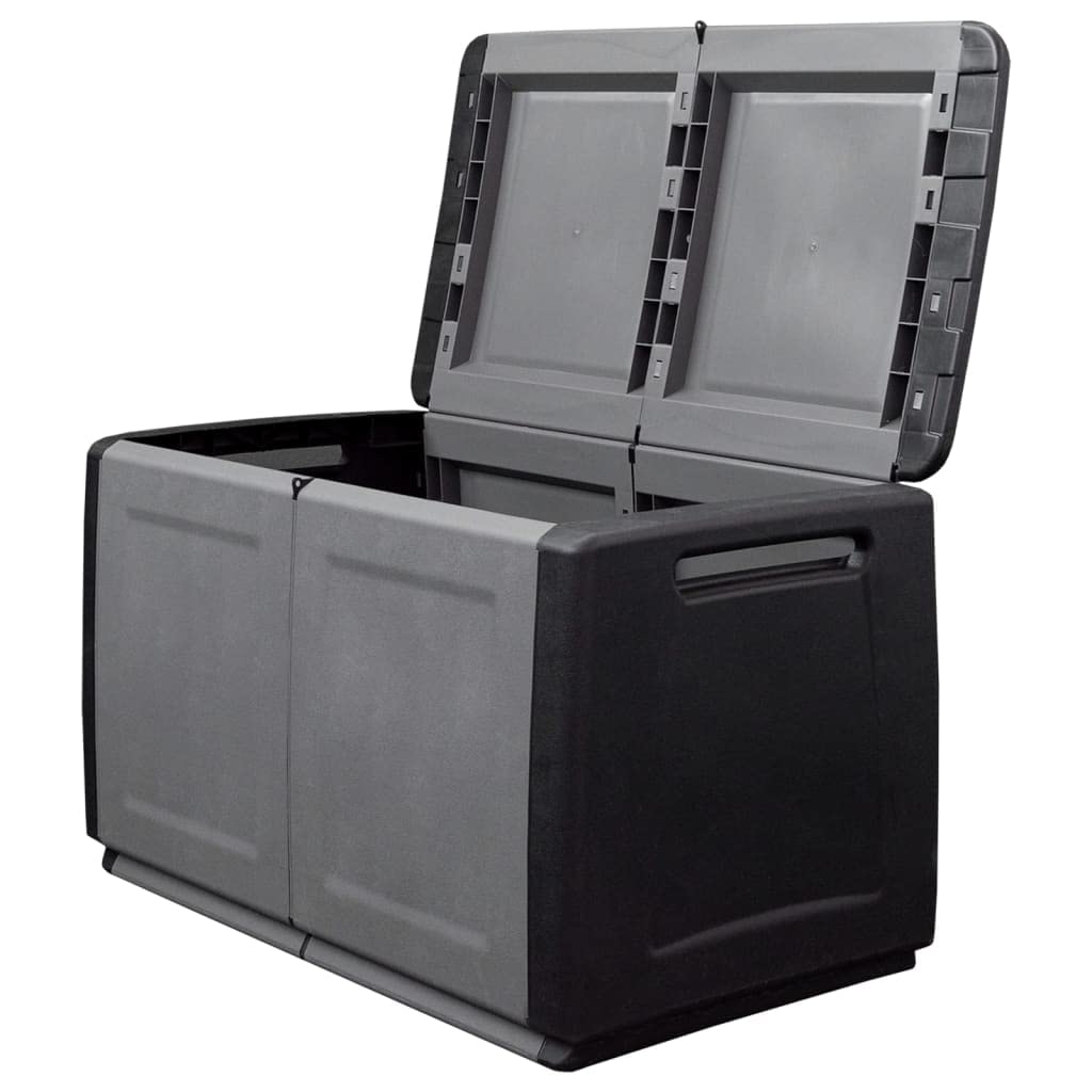 Scatola portaoggetti da giardino, per esterni, 96 x 53 x 57 cm, 230 l, grigio scuro, nero