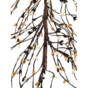 Evron international ev c26 primitive pip berry garland in mustard burgundy and cream color  urban country home decor