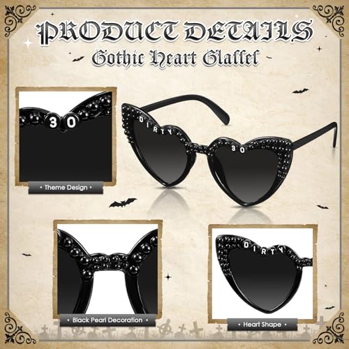 2 Pcs Rip 20s Dirty 30 Birthday Party Decor Accessories for Women, 30th Birthday Crown Tiara and Heart Sunglasses(Dirty 30) 5