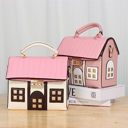 Oweisong Unique Novelty Purse for Women Cute House Shape Handbag Tote Leather Fun Cellphone Crossbody Shoulder Bag4