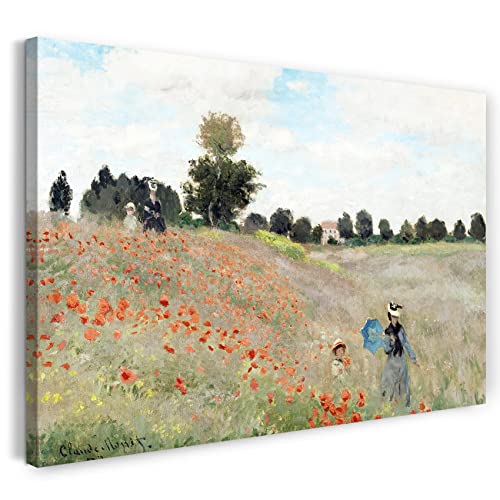 Printed Paintings Impression sur Toile (60x40cm): Claude Monet - Champ de Pavot