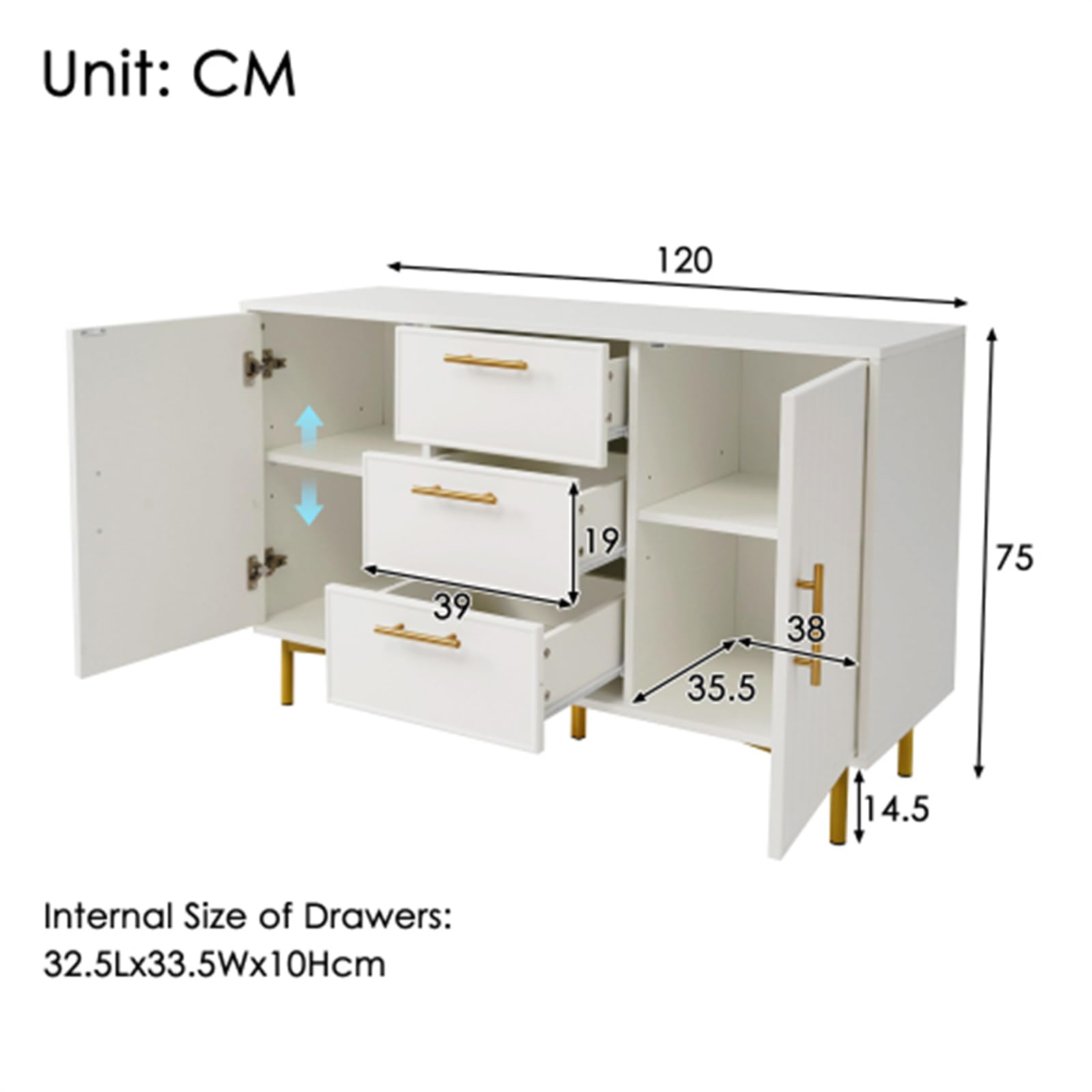 Mobile da Ingresso Moderno E di Lusso Leggero, Credenza con Ripiani Regolabili, Mobile Alto con Ante Portaoggetti di Grandi Dimensioni Adatto per Soggiorno E Camera da Letto