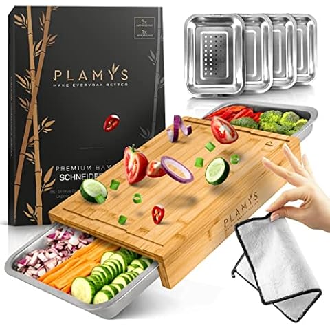 PLAMYS XXL Schneidebrett Set aus Bambus Cover
