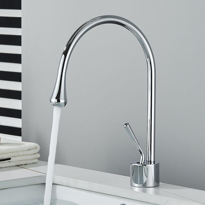 Mitigeur de lavabo rotatif robinet chrome moderne pour simplifier la routine de salle de bain