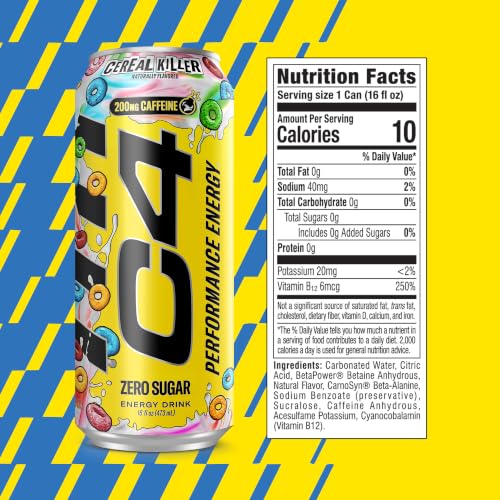 Image of C4 Performance Energy Drink with Zero Sugar, Cereal Killer, 12pk