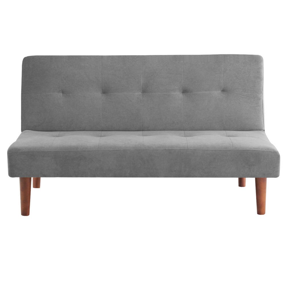 Warmiehomy Modern Fabric Small Sofa Bed 2 Seater Recliner Lounge Couch Recliner Chair Sleeper Settee Living Room Sofa Click Clack Mechanism Home Office Furniture (Grey)