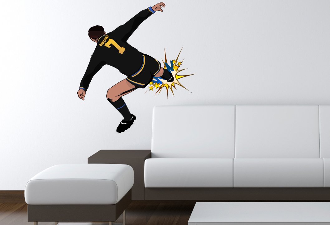 Eric Cantona Kung Fu Kick Wall Sticker Decal Football Art Print for Home Bedroom Mural (Black)