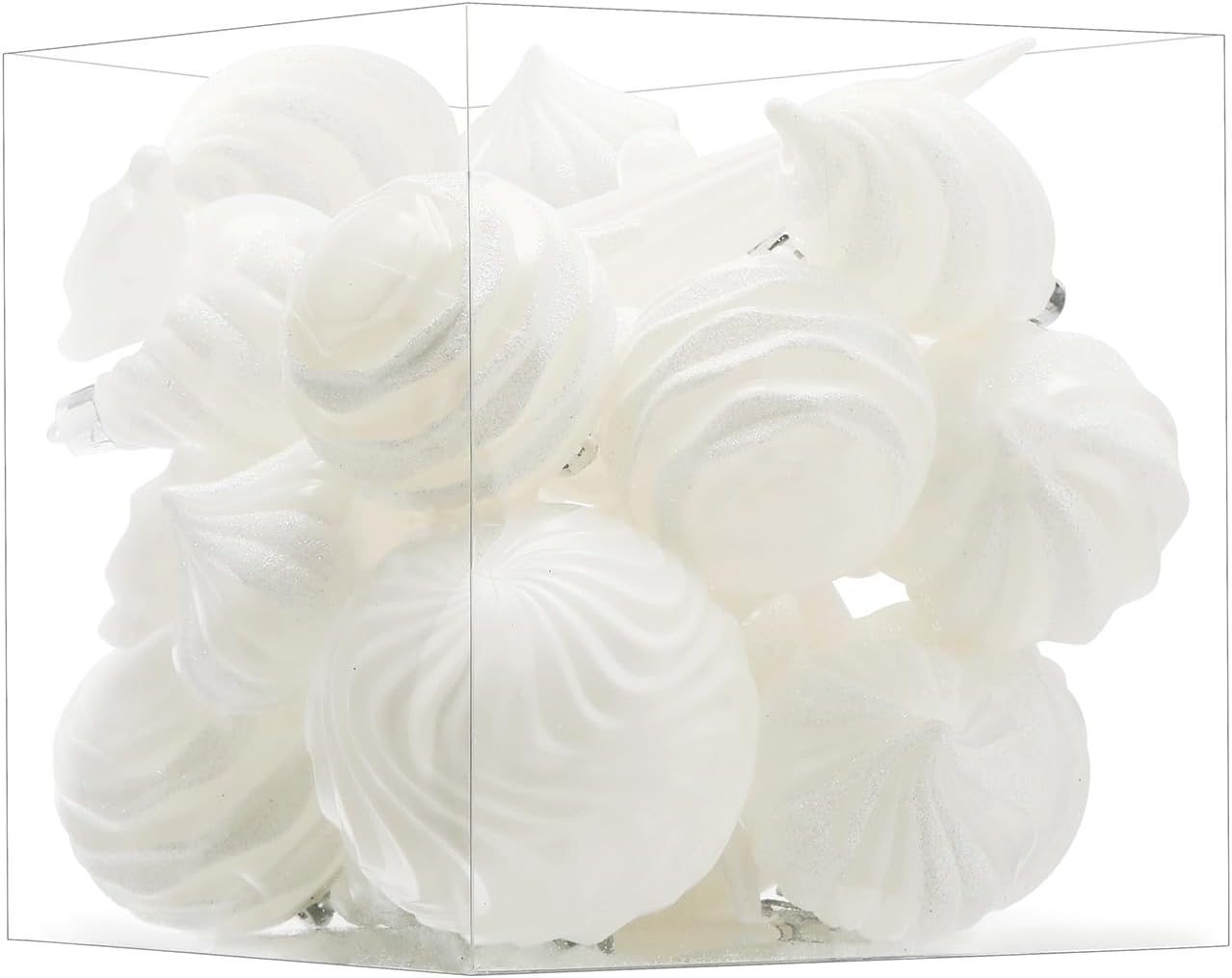 Christmas Ball Ornaments Set Shatterproof Christmas Tree Ornaments 24 PCS Painted Shaped Styles Xmas Tree for Holiday Decor,White