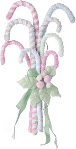 Regency International Accesorios navideños de bastón de caramelo pastel esmerilado de 15 pulgadas, multicolor, poliéster