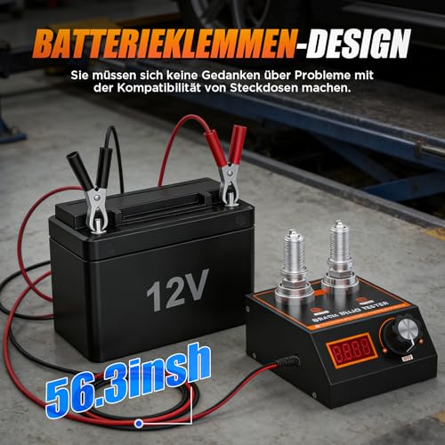 Zündkerzentester, Zündkerzenprüfgerät mit zwei Öffnungen, MotorZündungstester, Einstellbare Arbeitsfrequenz von 500 bis 9000 U/min, Zündkerzenprüfer für 12-V-Autos und Motorräder