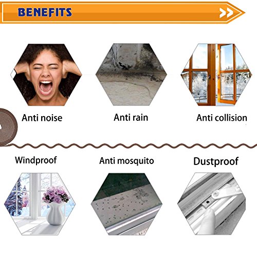 Image of Savina Foam Weather Stripping Anti Collision for Doors and Windows 52 Ft Long Self Adhesive Best Weatherstrip for Door /Window 4 Seal