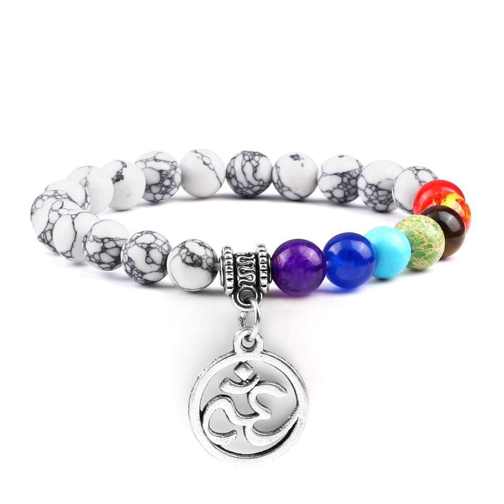 LYGBAOFUL Naturstein 7 Chakra Armband Reiki Heilung Yoga Armbänder Mala Anhänger für Frauen Männer Meditation Geschenk Armreifen