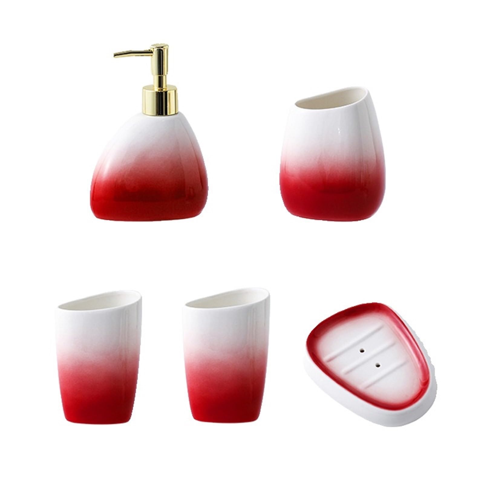 Soap Dispenser Bathroom Toiletries Set 5 Pcs Include: Lotion Soap Dispenser, Mouthwash Cups, Storage Jar And Soap Dish