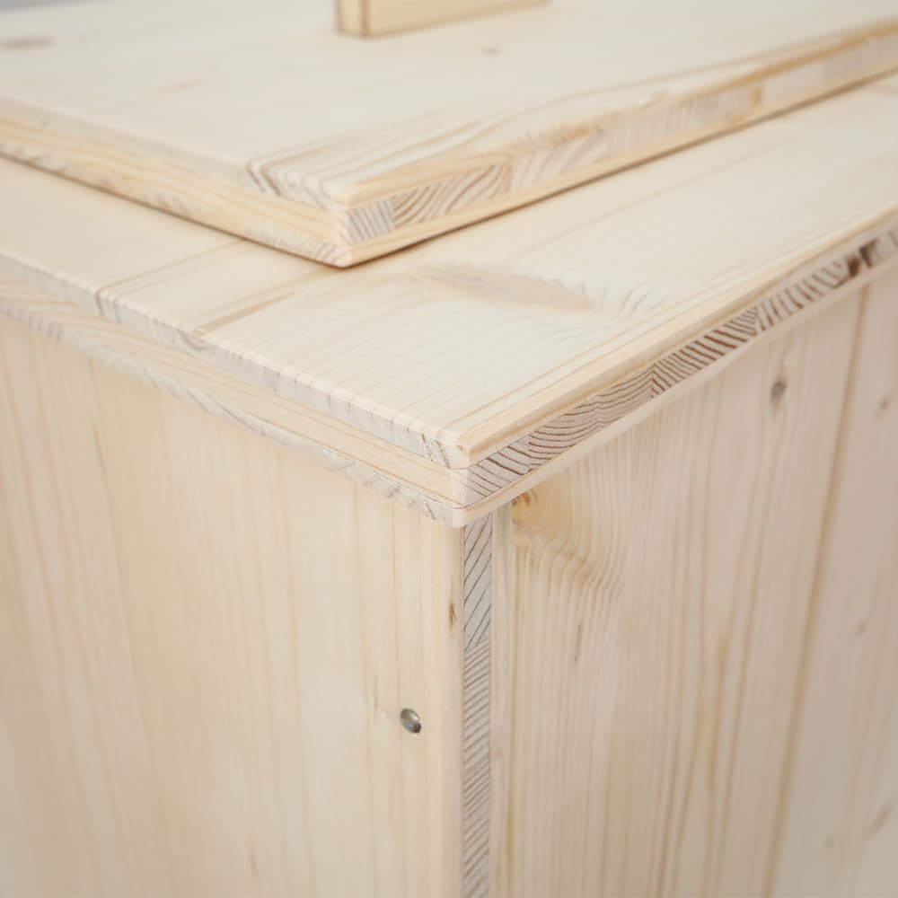 Toilette sèche en Bois, livré monté avec Seau 20L Plastique - Bord Droit - Fabrication Française - N1