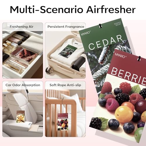 Image of MYARO 20 Packs Cedar Cinnamon Vanilla Berries Potpourri Bag Scent Sachet for Closet Drawer Room Car Home Air Freshener Shoe Odor Elimination