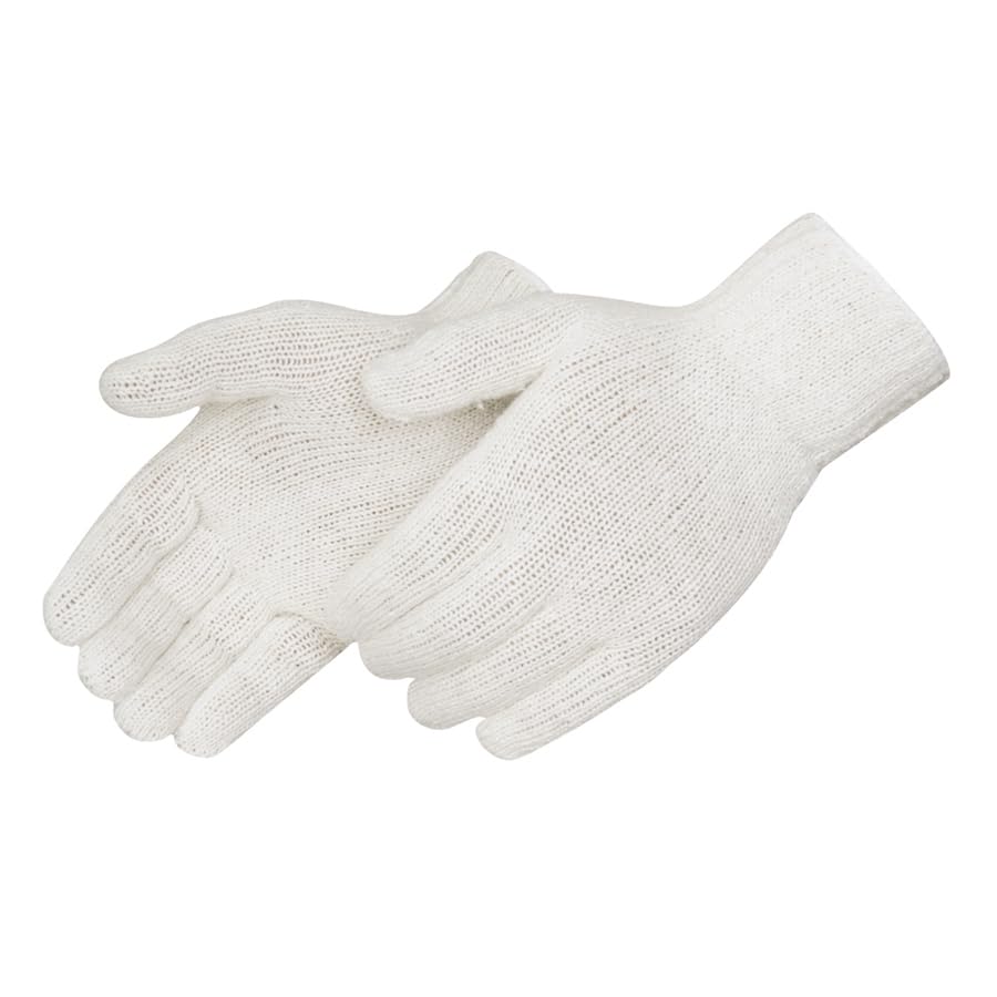 K4517Q String Knit Gloves, 7-Gauge Standard Weight, Cotton/Poly Blend, Reversible, Elastic Knit Wrist, General Purpose Work Gloves | Medium, Natural White (Pack of 12)