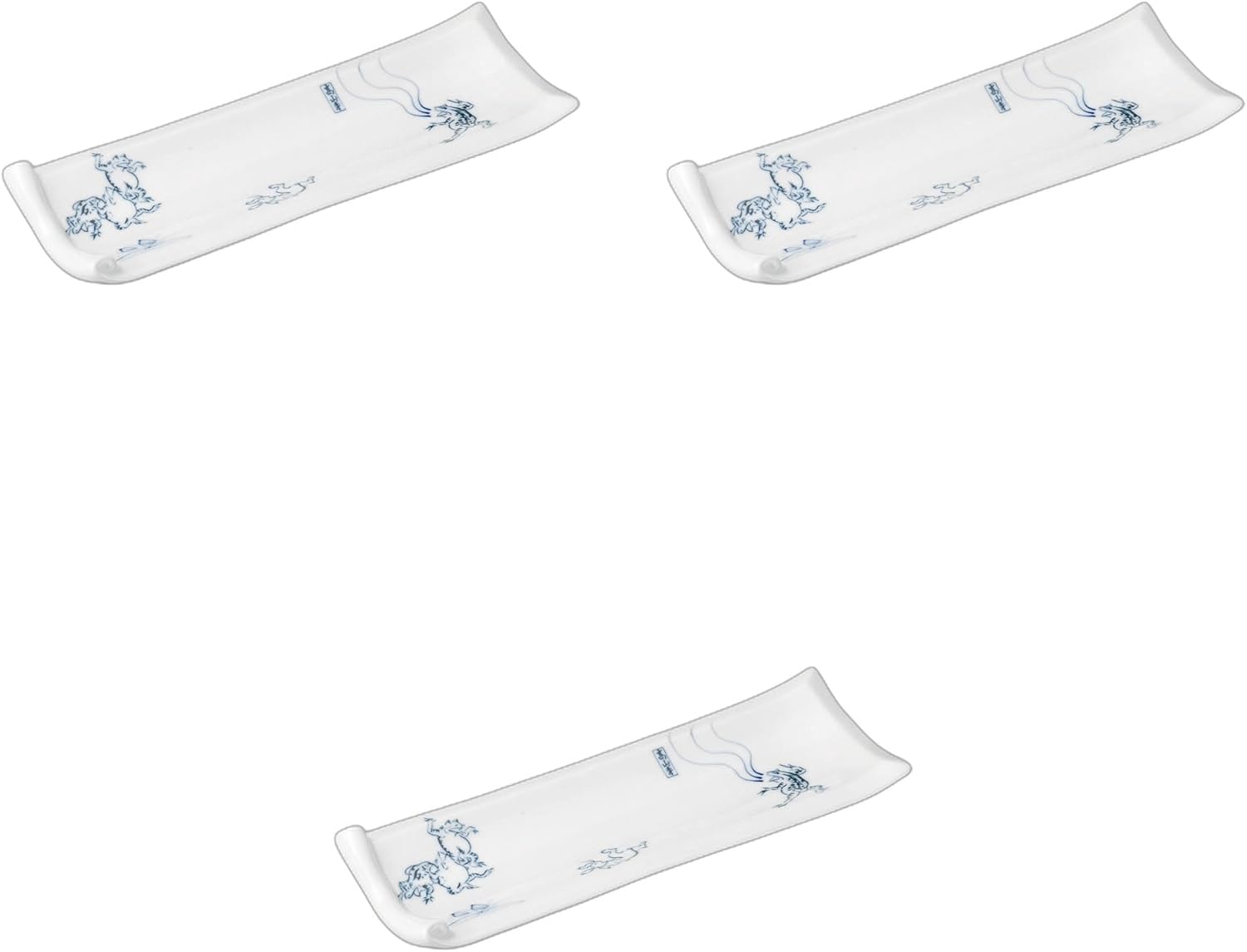 セトモノホンポ(Setomonohonpo) 3個セット 鳥獣戯画巻物型付出皿 [ 25.5&times;9.2&times;2.8cm ] | 前菜皿陶磁