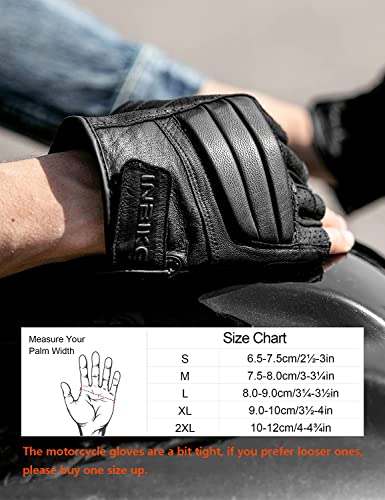 Inbike Fingerless Goatskin Leather Motorcycle Gloves, Breathable Motorbike Gloves For Summer Medium #TOP4