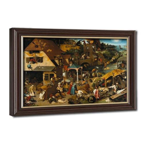 Pieter Bruegel poster Proverbes flamands sur toile cadre suspendu 20x30 cm