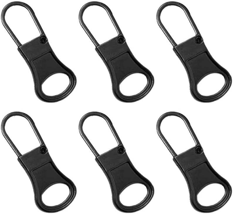 6Pcs Black Detachable Metal Zipper Pullers Heart Shape Zipper Sliders Head Zipper Tab Sewing Repair Zippers Pull Kits Sewing Notions and Supplies