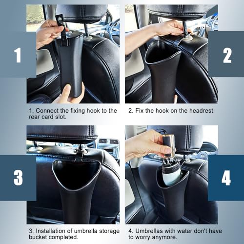 Image of Car Trash Can Backseat, Car Garbage Organizer, Black Small Leakproof Vehicle Trash Garbage Can Bin, Automotive Interior Accessories Small Garbage Bin for Vehicles, Travelling, Home, Office