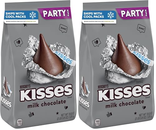HERSHEY'S KISSES Milk Chocolate Candy Party Pack, 35.8 oz (Pack of 2)