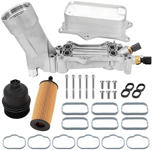 926-959 Engine Oil Filter Housing with Oil Cooler Sensors and Gaskets Upgraded Aluminum Kit Compatible with Chrysler 200 300, Dodge Charger Challenger Journey, Wrangler, Ram ProMaster 3.6L 6Cyl